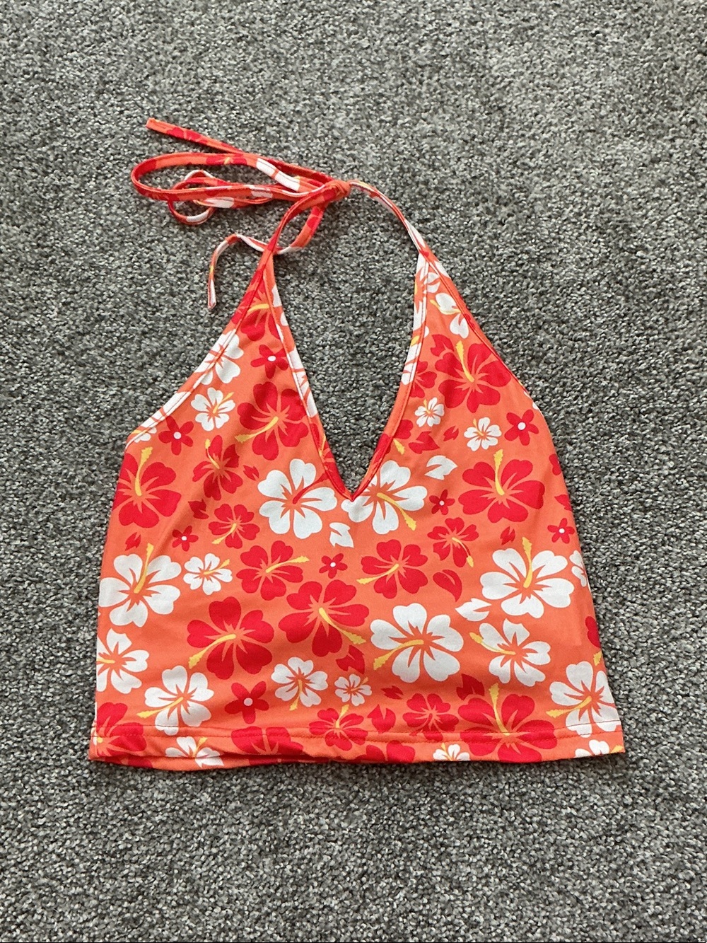 Amazon Orange and Red Floral Halter Top